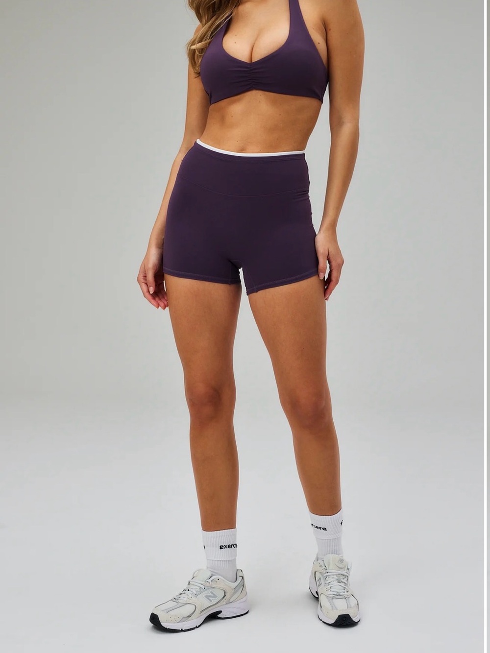 Exercere Double Lining Mini Dark Grape / White purple seamless shorts